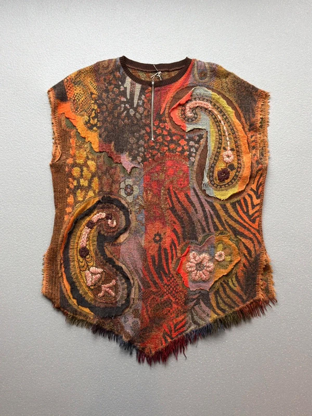 Vintage Boho Wool Poncho One Size XL