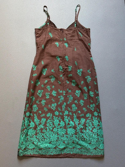 Y2K Jeep Strappy Brown & Green Floral Dress Size 8