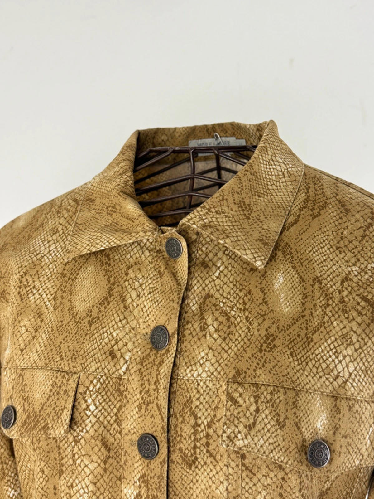 Snakeskin Print Cotton Trucker Jacket Size 12