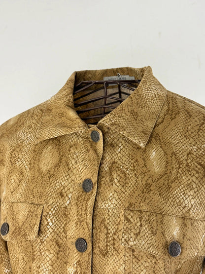 Snakeskin Print Cotton Trucker Jacket Size 12