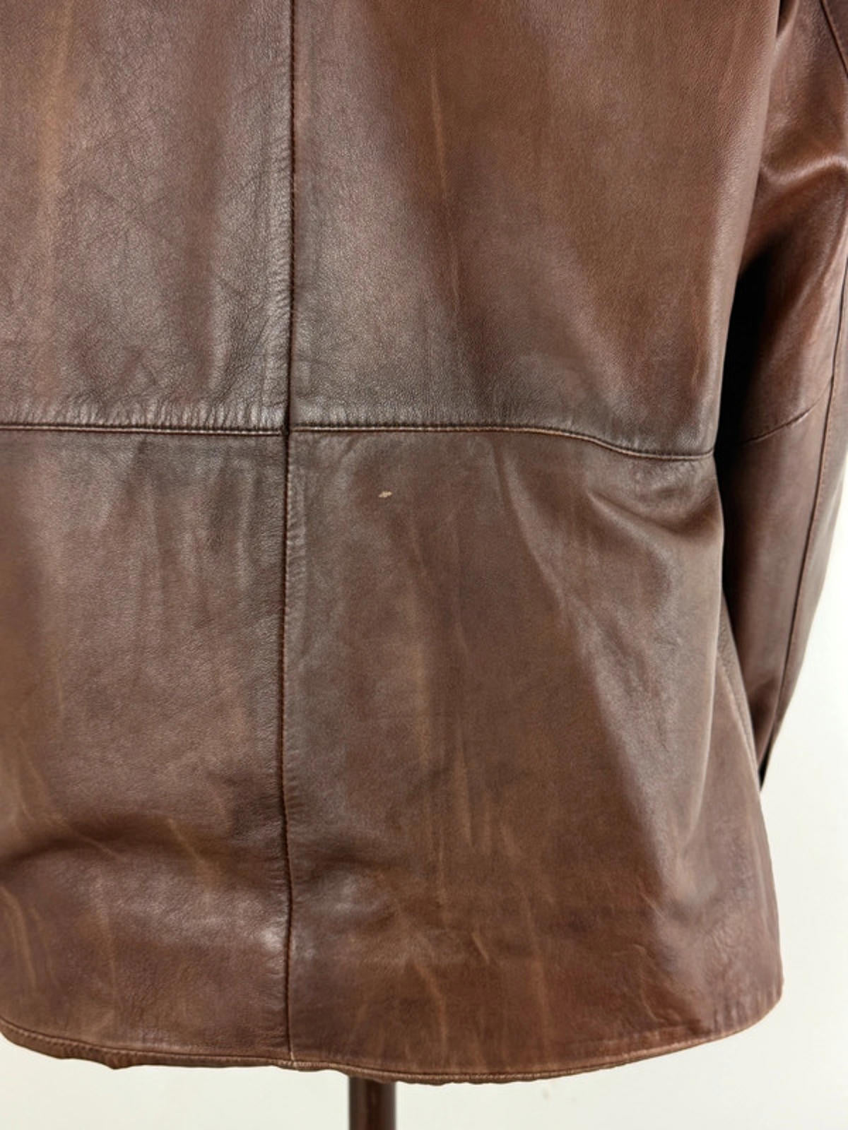 Derimod Hooded Brown Leather Jacket Large