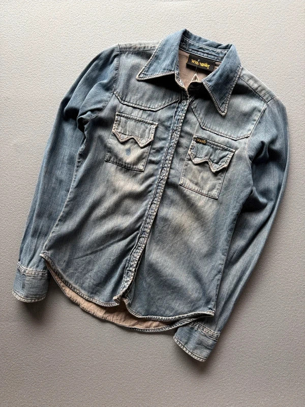 Vintage 90s Wrangler Denim Western Shirt – Women’s Small