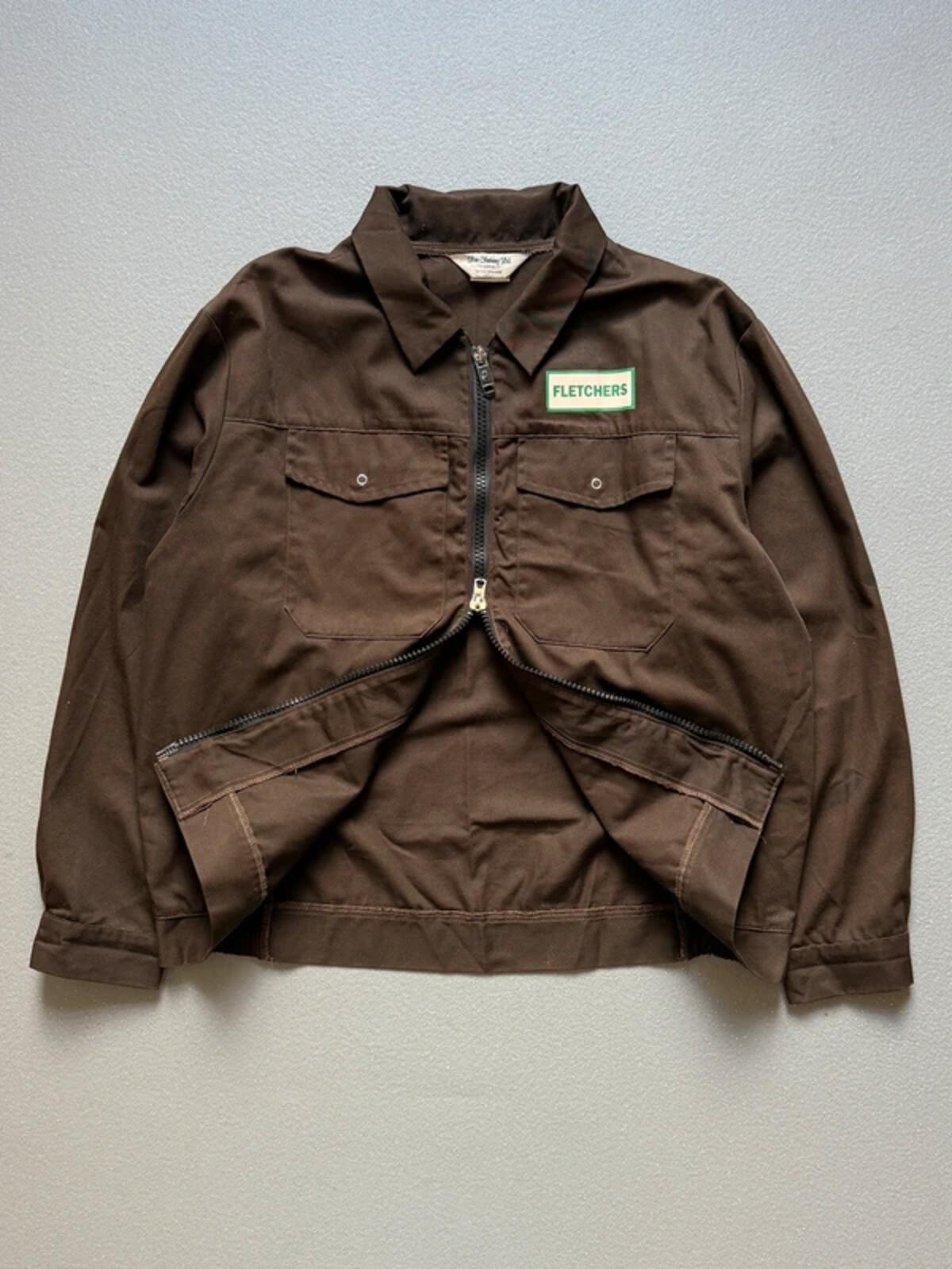 British Workwear Zip Jacket 80s XL Brown