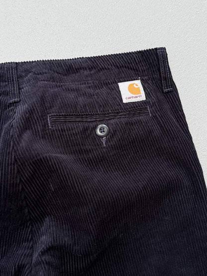 Carhartt WIP Black Corduroy Club Pants 31x32 Straight Leg Trousers