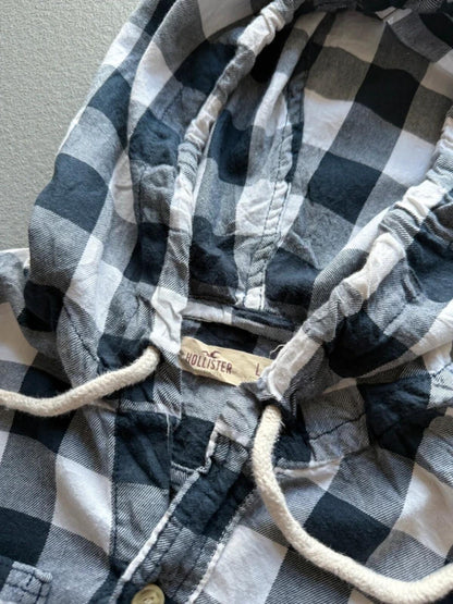 Hollister Y2K Check Shirt Hoodie Large