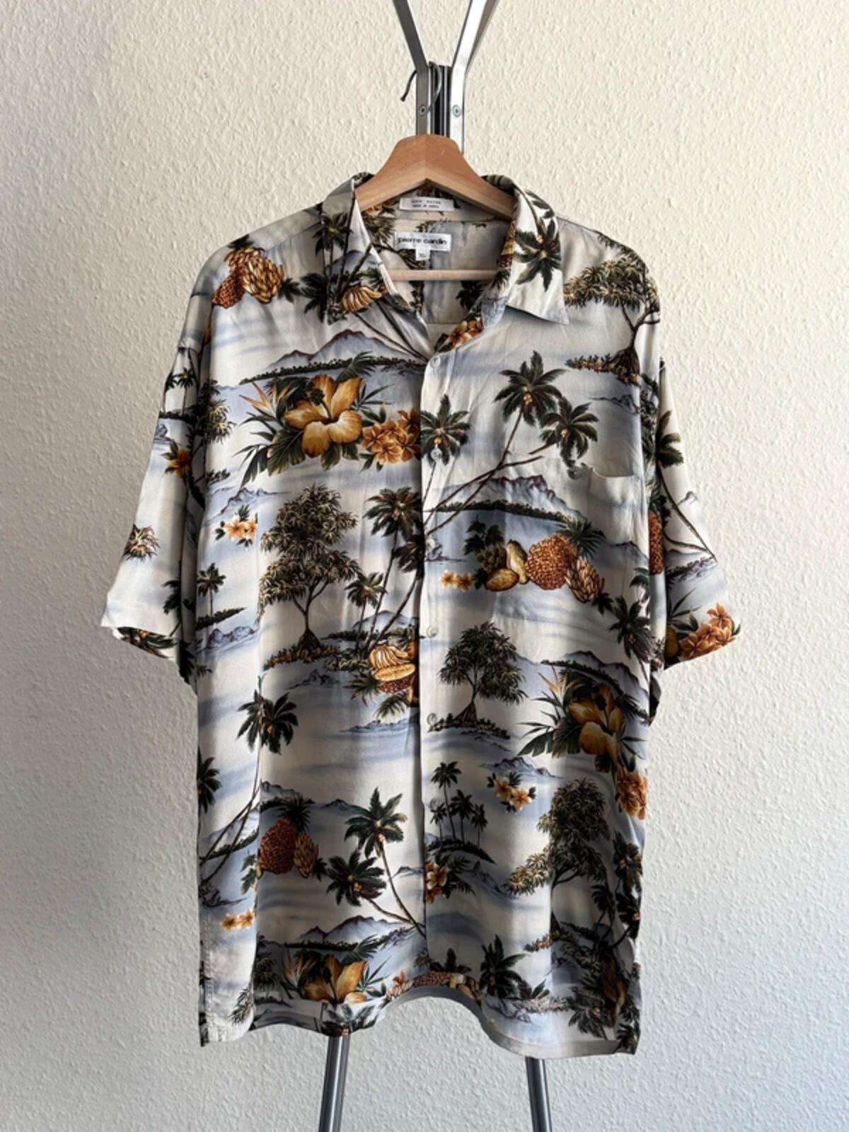 Pierre Cardin Vintage Hawaiian Pattern Shirt XL
