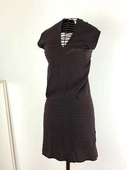 Pinko Backless Halter Neck Dress Size 8 Y2K Brown