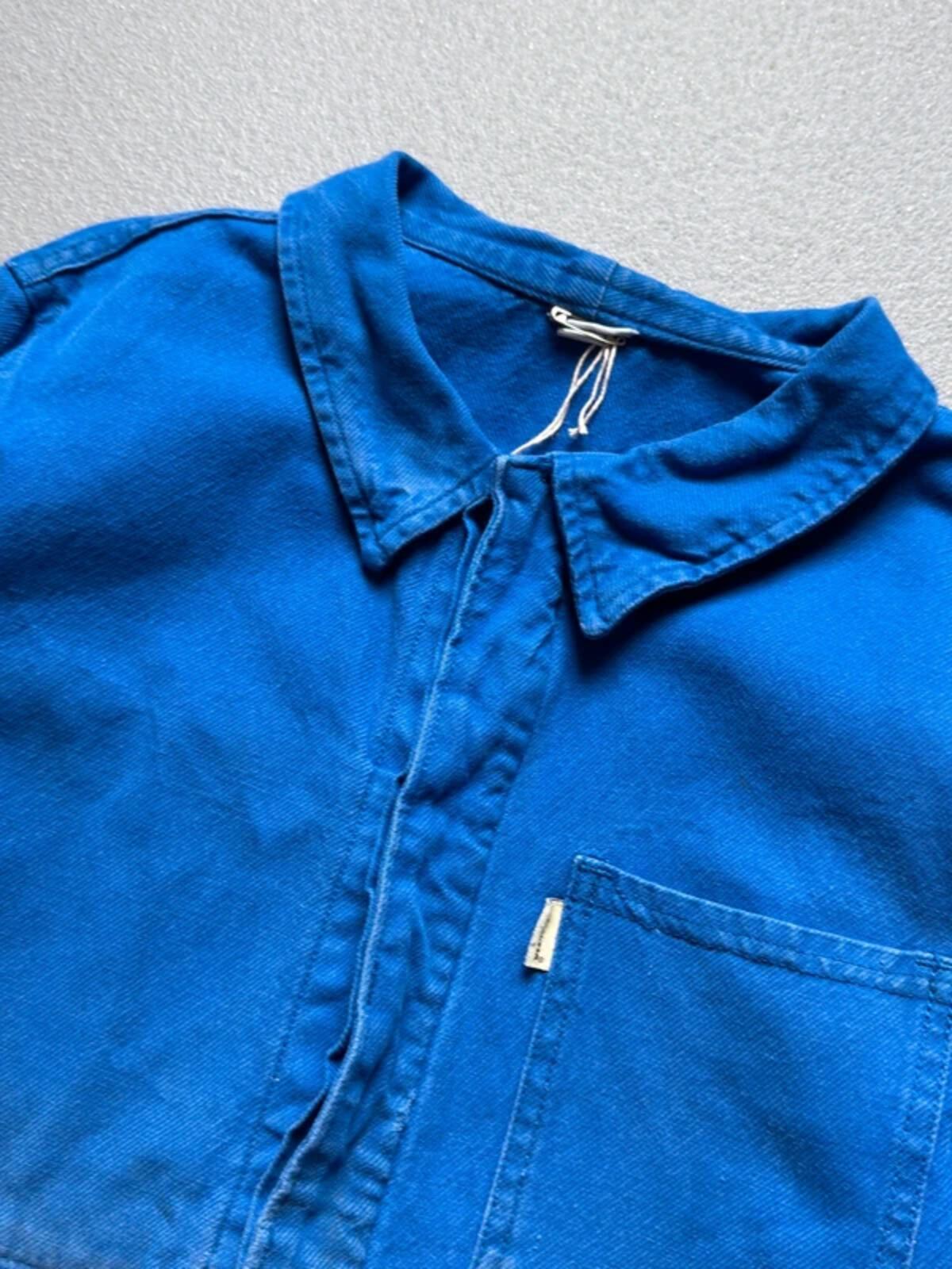 Vintage French Work Jacket Small Repairs Faded