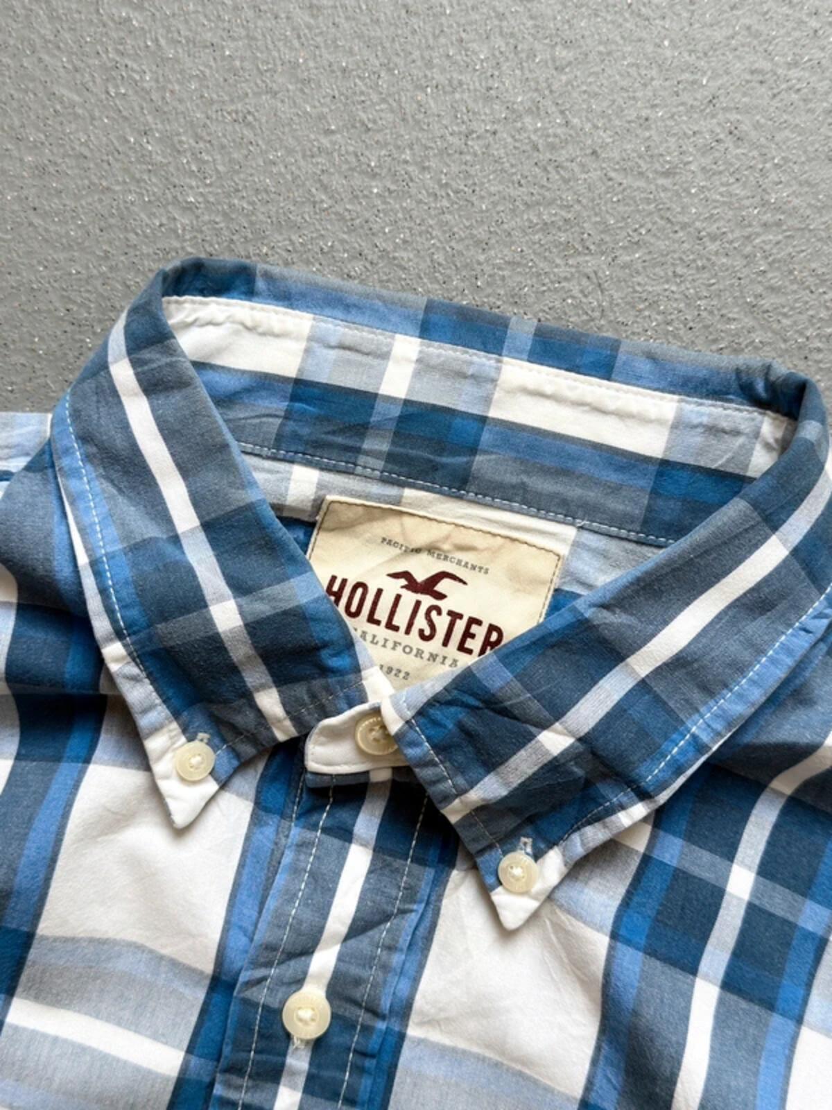 Hollister Y2K Check Blue Shirt XL Mens