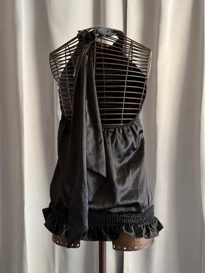 Y2K Halterneck Sleeveless Top Peacock Mandala Print Size 12