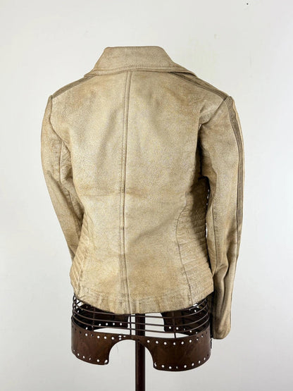 Distressed Look Y2K Perfecto Leather Jacket Size 12