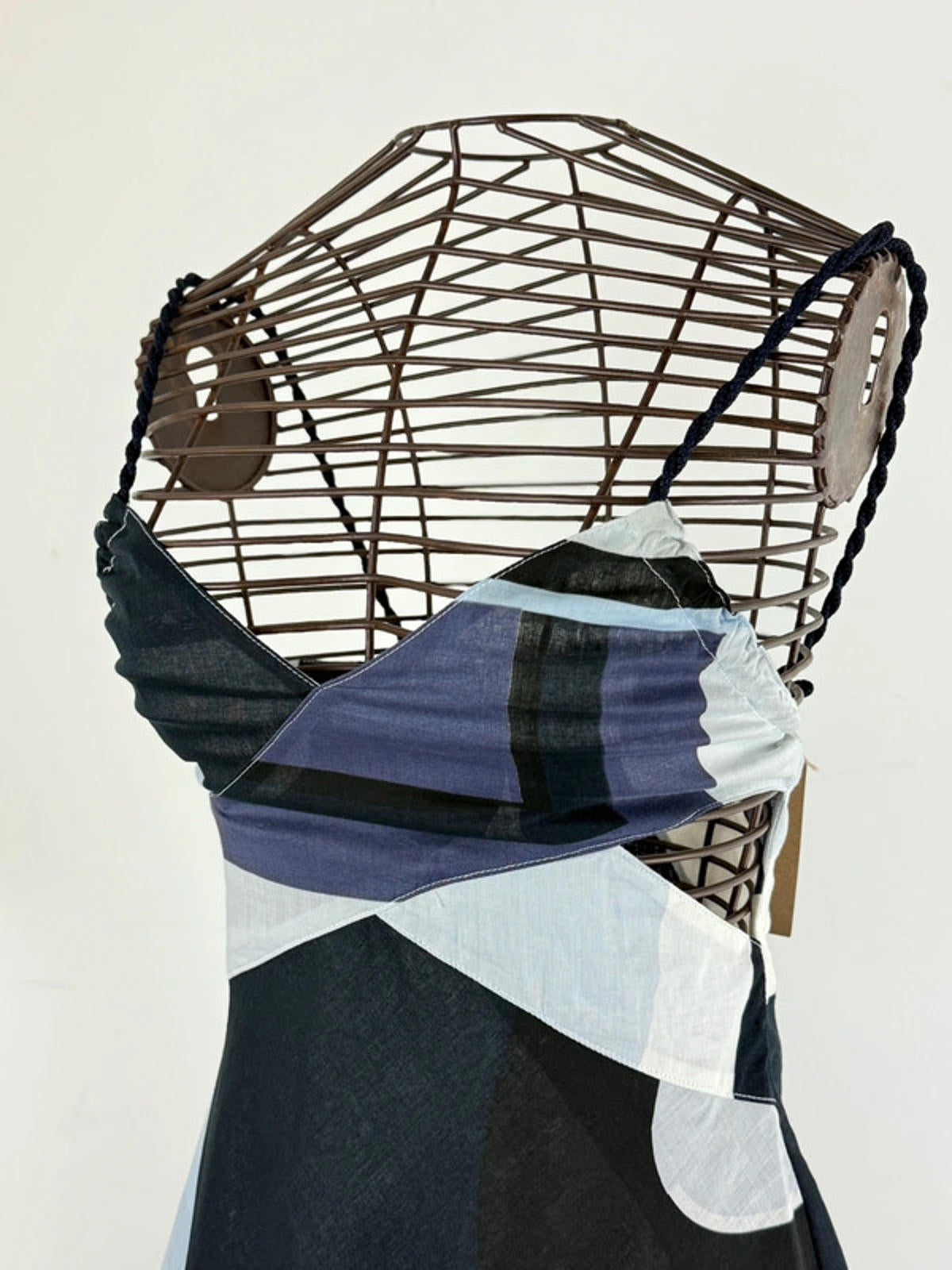 Armani Rope Straps Mini Dress Asymmetrical Cotton y2k 2000s XS