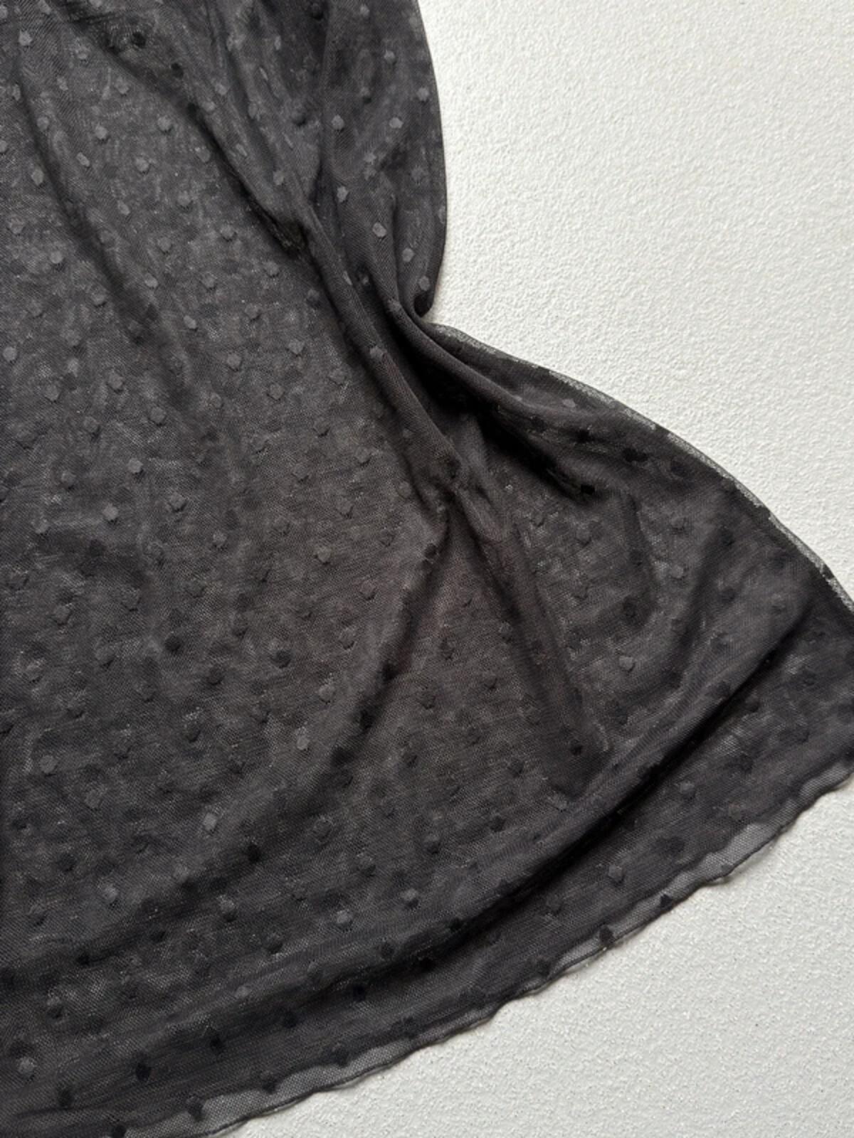 Y2K Sheer Polkadot Black Mini Slip Dress Small