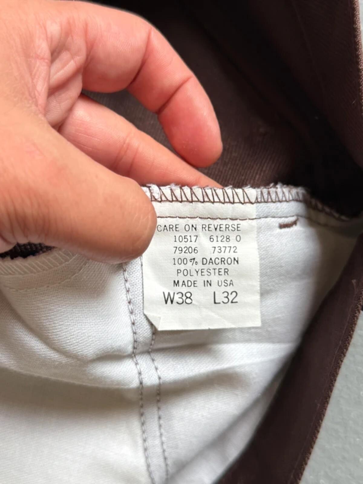 Levi’s 517 Vintage Brown Pleated Poly Flared Trousers 38 x 32”