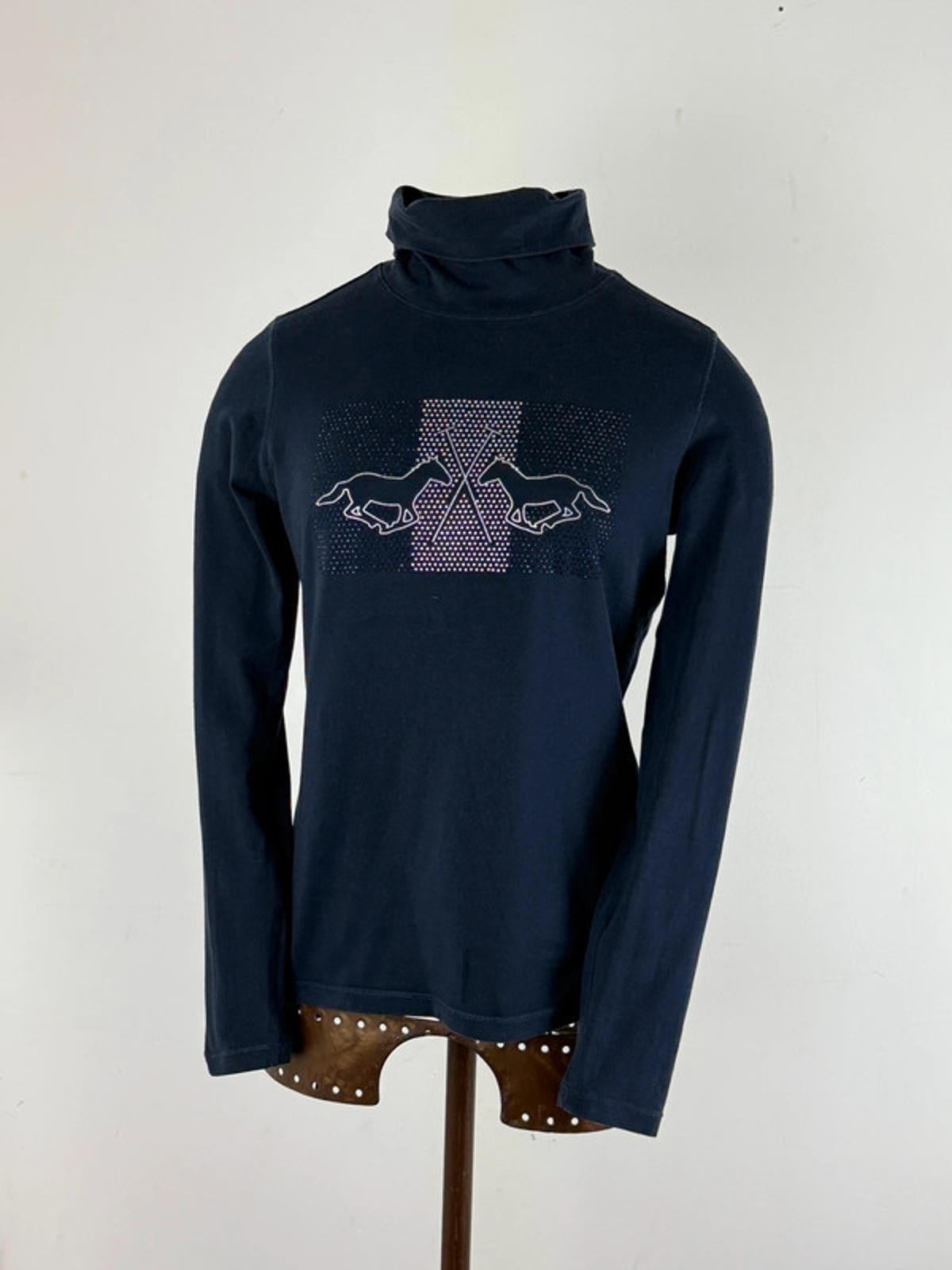 Y2K Polo Horse Long Sleeve Roll Neck Baby Tee Medium