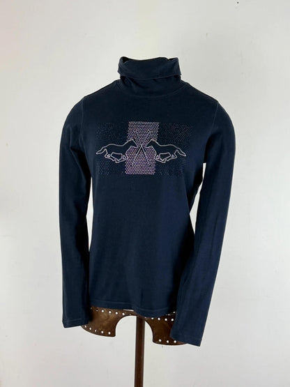 Y2K Polo Horse Long Sleeve Roll Neck Baby Tee Medium