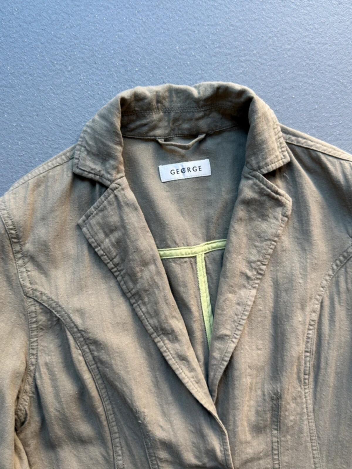 Y2K Linen Blazer Khaki Green Size 14