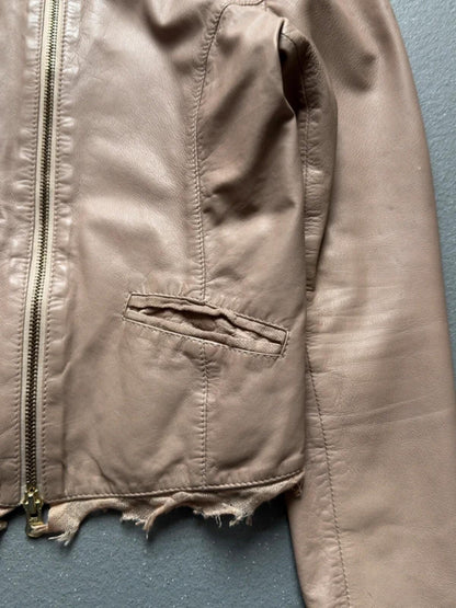 Y2K Rose Pink Leather Jacket Small Ladies
