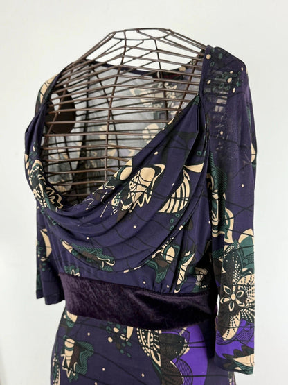 Sandro Ferroni Purple Mandala Pattern Dress Medium