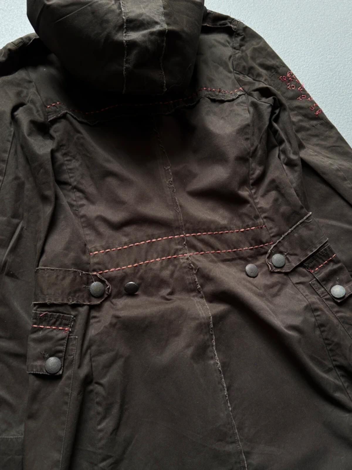Y2K Brown Utility Parka Coat Size 8 Glitter Embroidery
