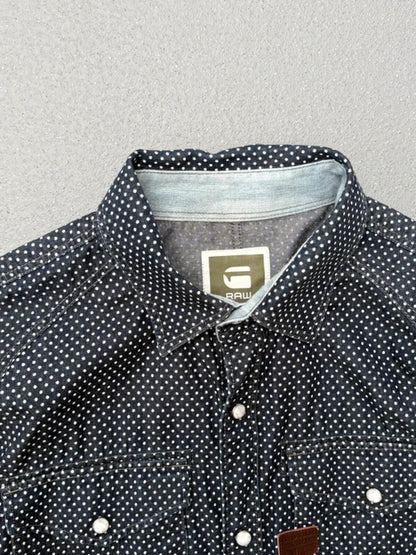 G Star Raw Navy Snap Button Shirt XL Slim Fit