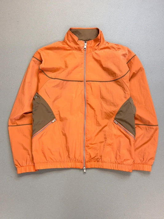 Jordan Orange Nylon Zip Jacket Windbreaker Large