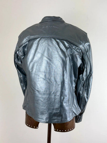 Frank Thomas Silver Cropped Motorcycle Jacket Size 16