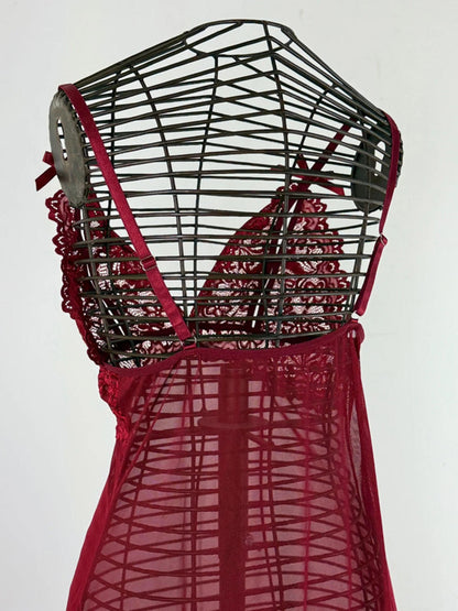 Sheer Lace Babydoll Slip Dress Y2K Large