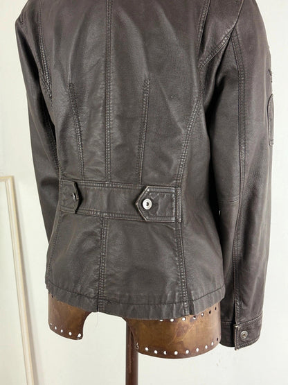 Leather Utility Jacket Brown Size 16 Y2K