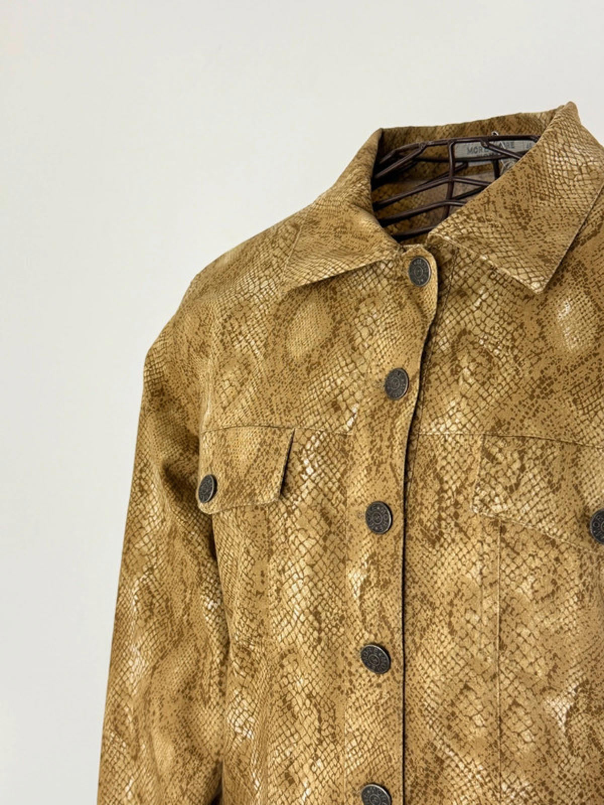 Snakeskin Print Cotton Trucker Jacket Size 12