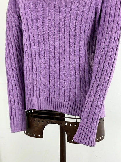 Lilac Purple LL Bean Cable Knit Jumper Medium