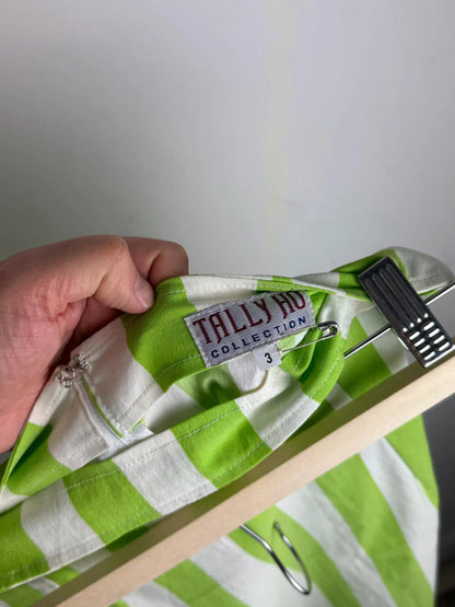Vintage Green Stripe Fitted Skirt Size 8