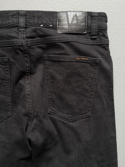 Nudie Jeans Lean Dean Black Denim Jeans 32x32 Straight Leg
