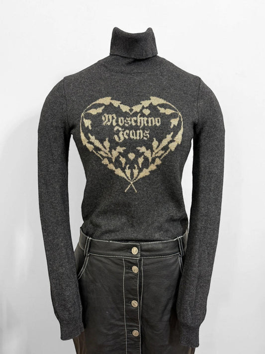 Moschino Y2K Roll Neck Merino Wool Jumper Small