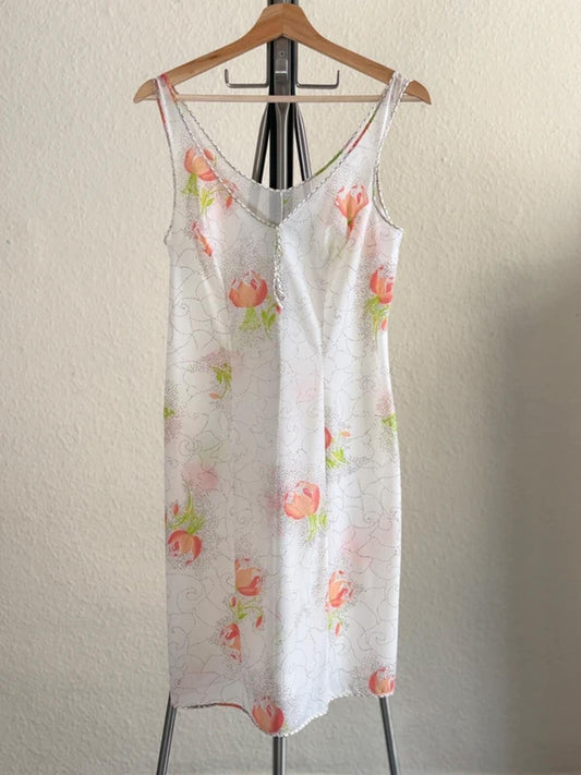 Y2K Pastel Slip Dress Small Floral
