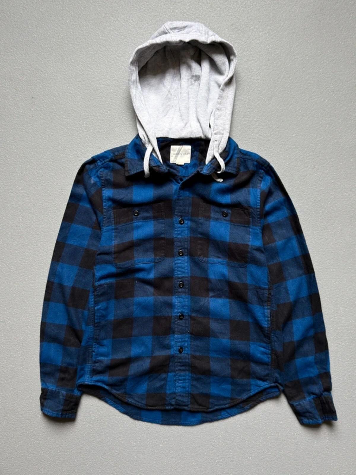 Y2K Grunge Hoodie Flannel Overshirt XS