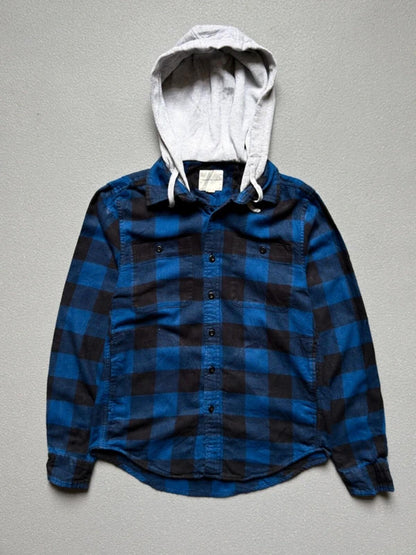 Y2K Grunge Hoodie Flannel Overshirt XS