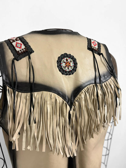 Western Cowboy Native Leather Vest Large