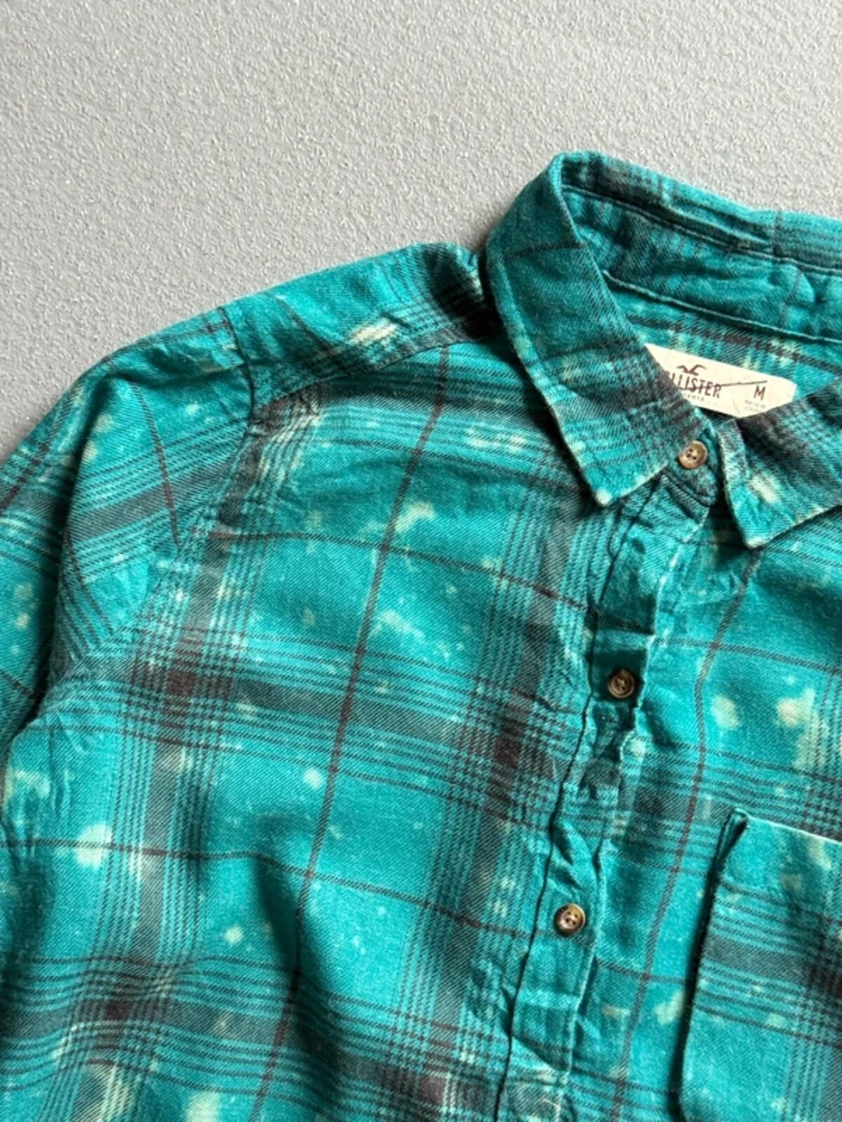 Hollister Bleach Dye Flannel Shirt Medium Mens