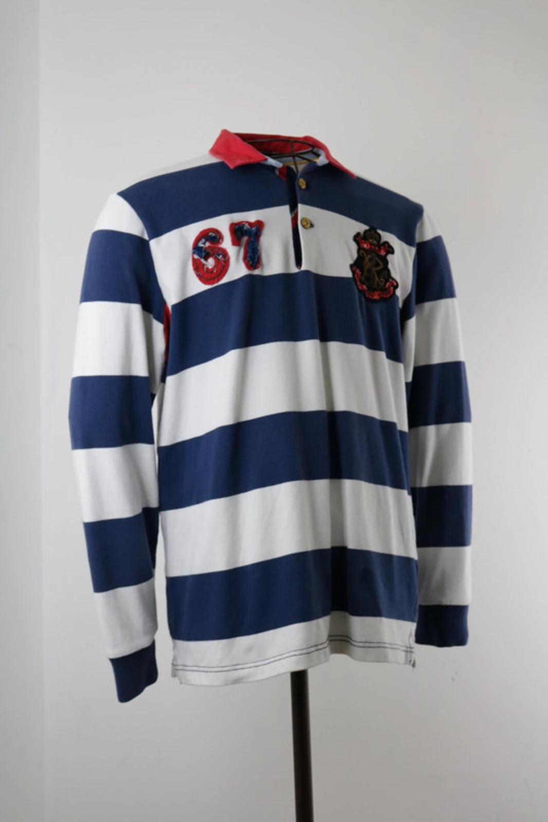 Ralph Lauren Rugby Shirt Striped Large Polo Navy Prep