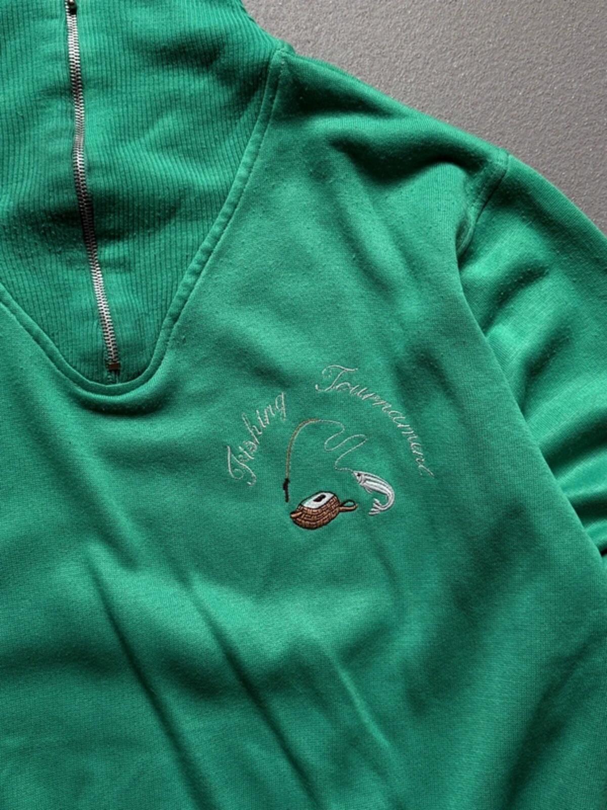 Vintage Fishing 1/4 Zip Sweatshirt XL
