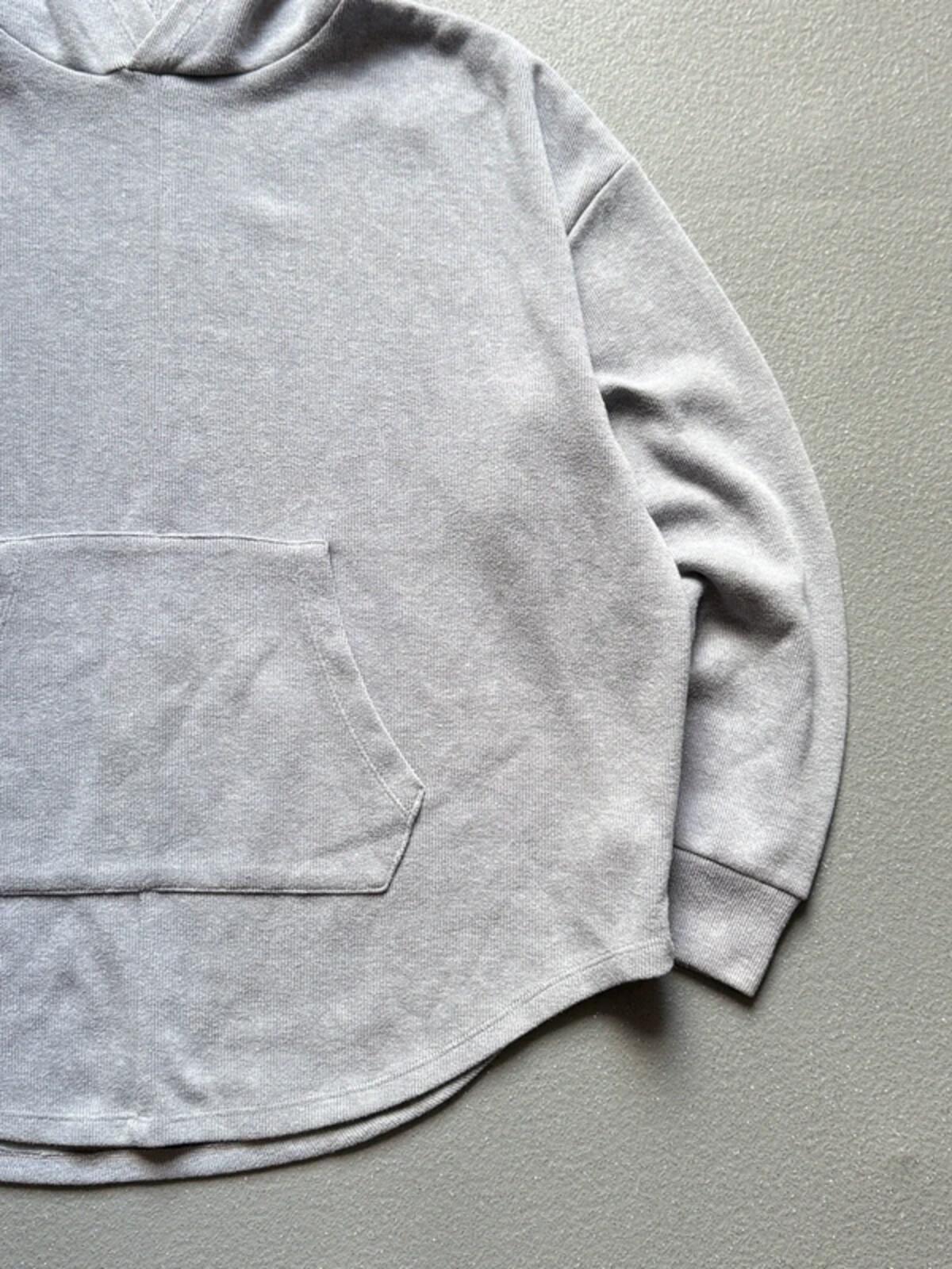 Super Boxy Grey Cotton Ribbed Hoodie Size 14