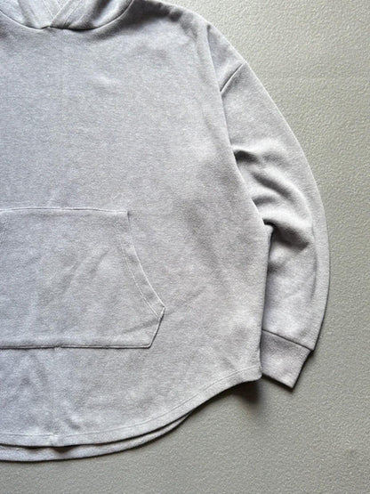 Super Boxy Grey Cotton Ribbed Hoodie Size 14