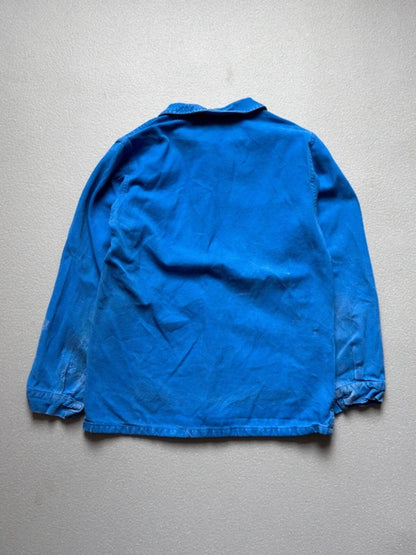 Vintage French Work Jacket Small Repairs Faded