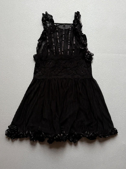 Y2K Ruffled Lace Babydoll 6/8 Black
