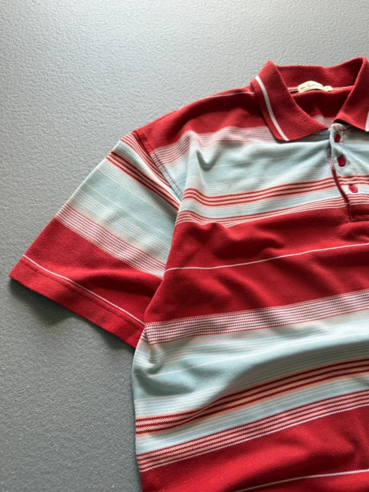 Y2K Stripe Polo Shirt Boxy Fit XL