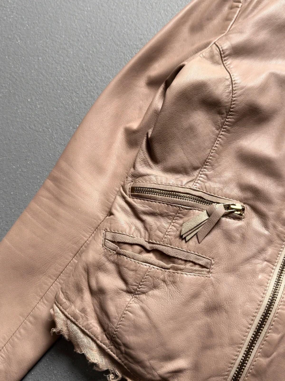 Y2K Rose Pink Leather Jacket Small Ladies