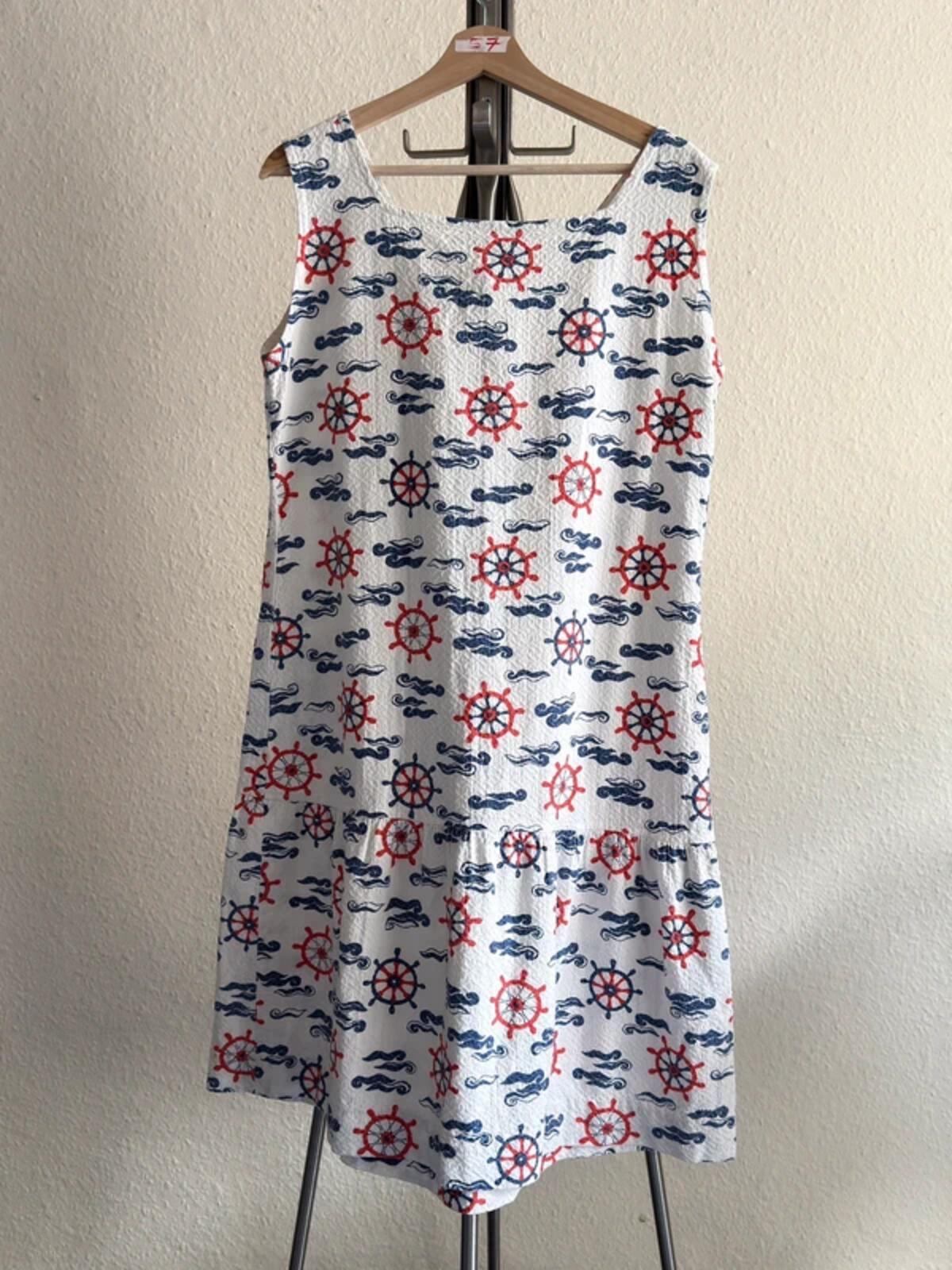 Vintage Nautical Sea Print House Dress Large