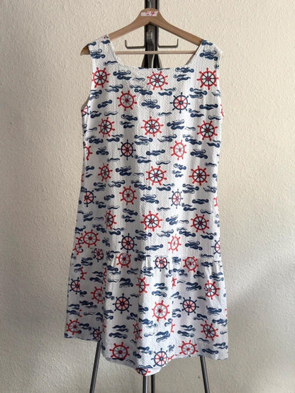 Vintage Nautical Sea Print House Dress Large
