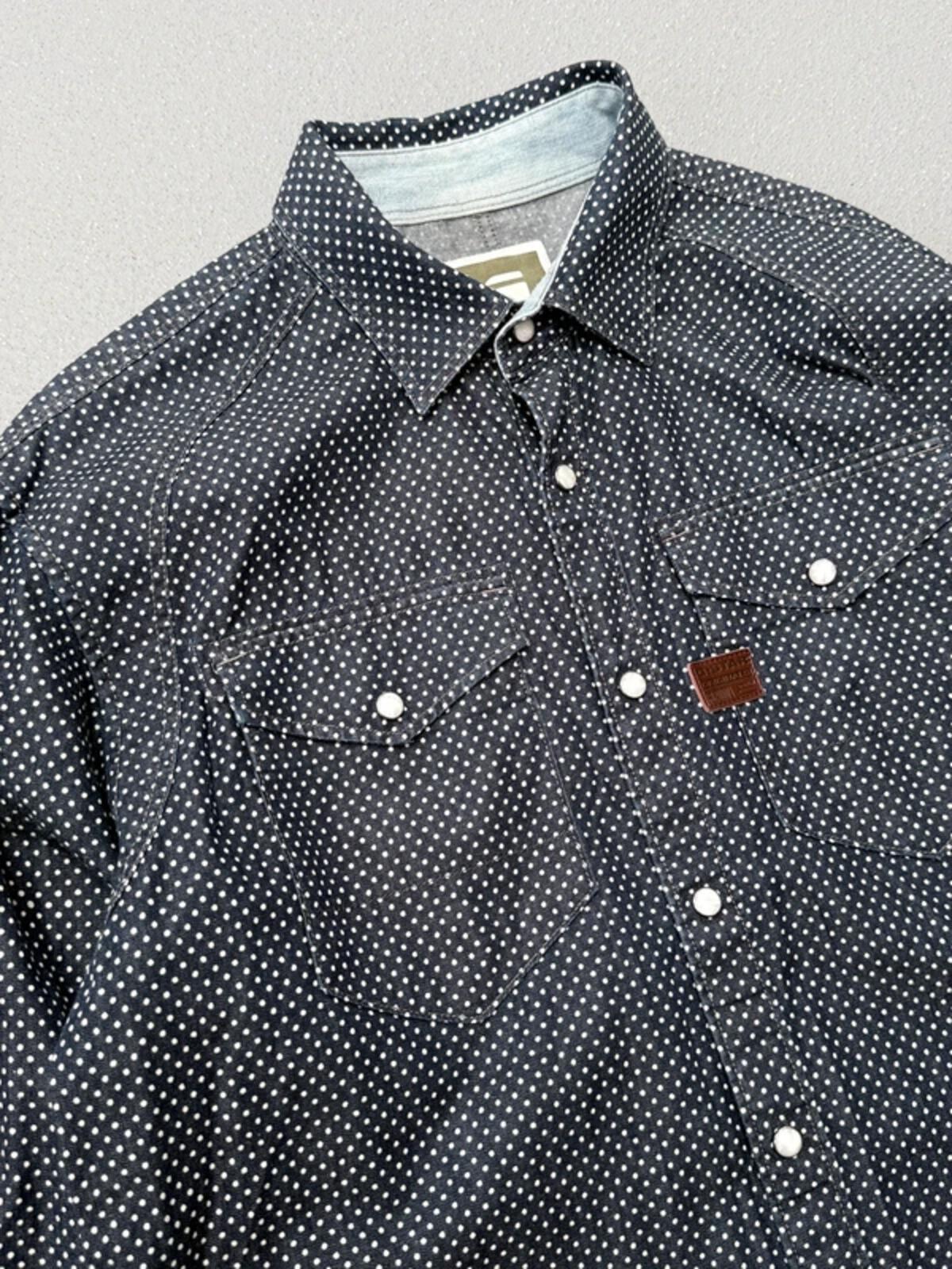 G Star Raw Navy Snap Button Shirt XL Slim Fit